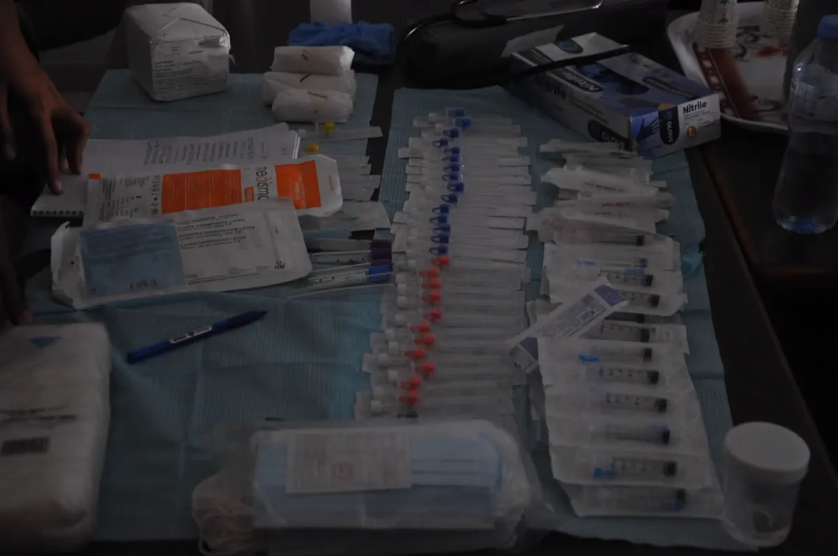 Training supplies laid out on a table